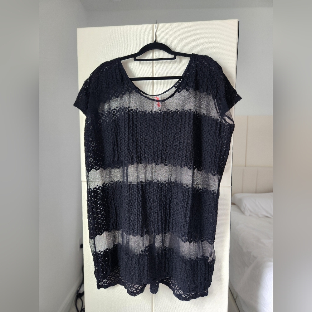 Free People Black Mesh tunic Swim Coverup Size Small S